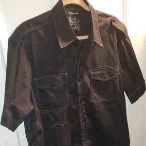 7 Diamonds Black button down short sleeve shirt